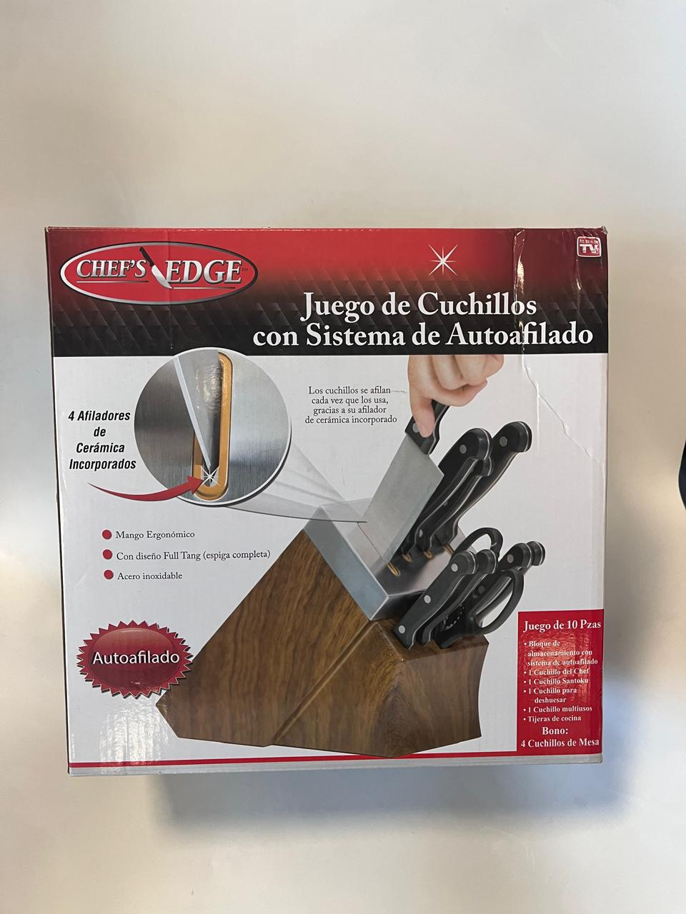Set de Cuchillos Chef’s Edge 10 Piezas – Acero Inoxidable con Soporte Afilador Incorporado